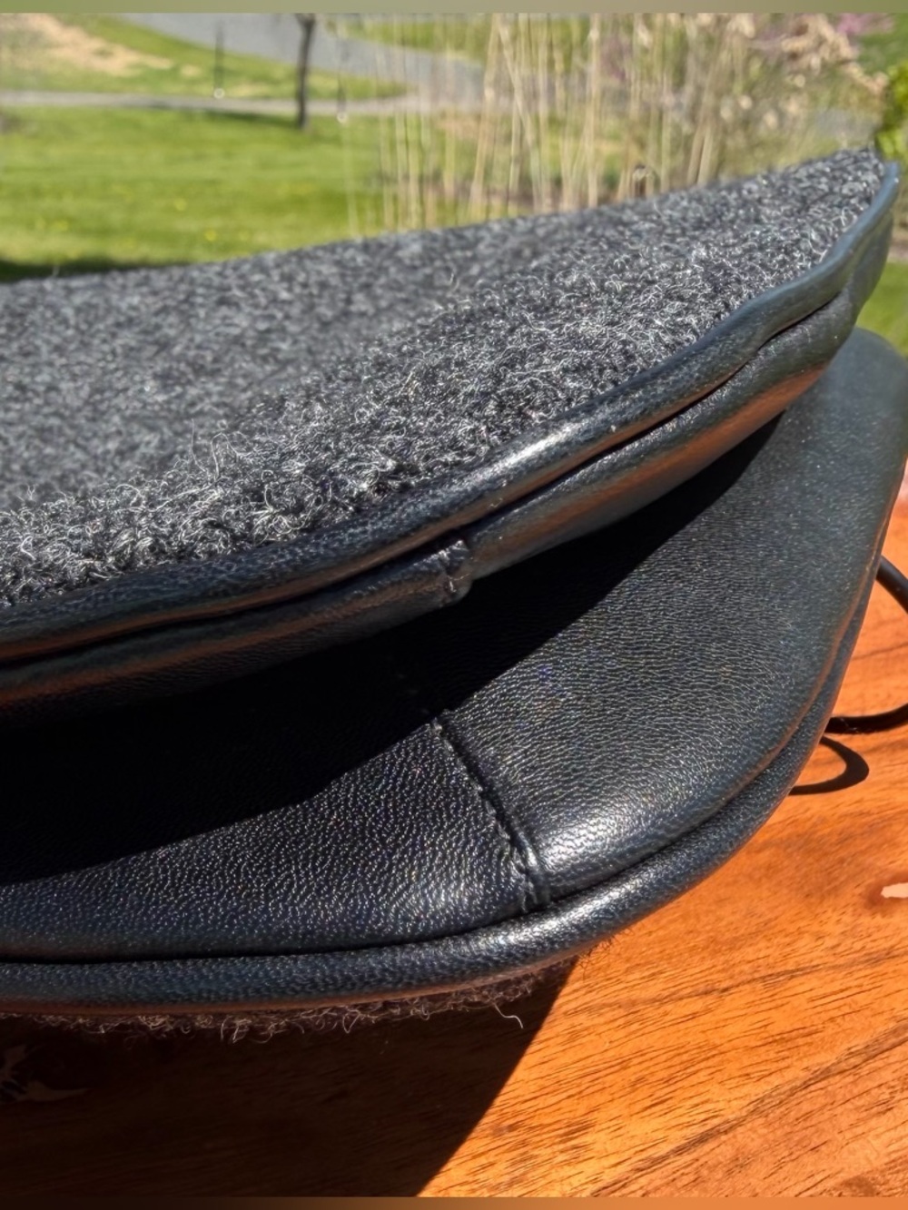 Vintage COACH Wool Hobo Small Charcoal Grey Black Leather 8308 EUC - Picture 16 of 17